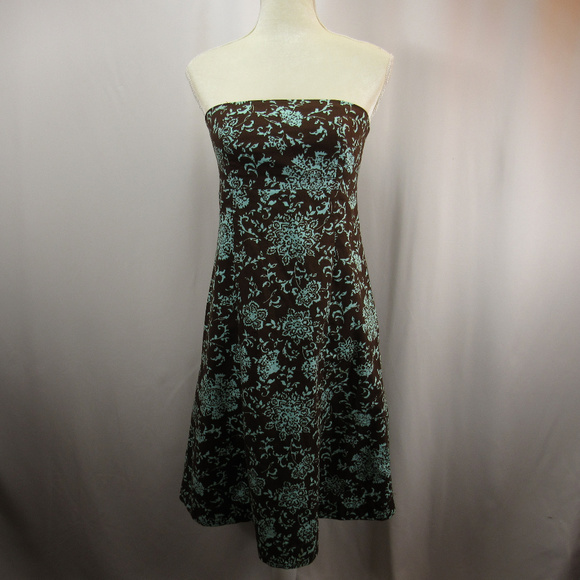 GAP Dresses & Skirts - Gap Brown Teal Strapless A Line Summer Dress Sz 6